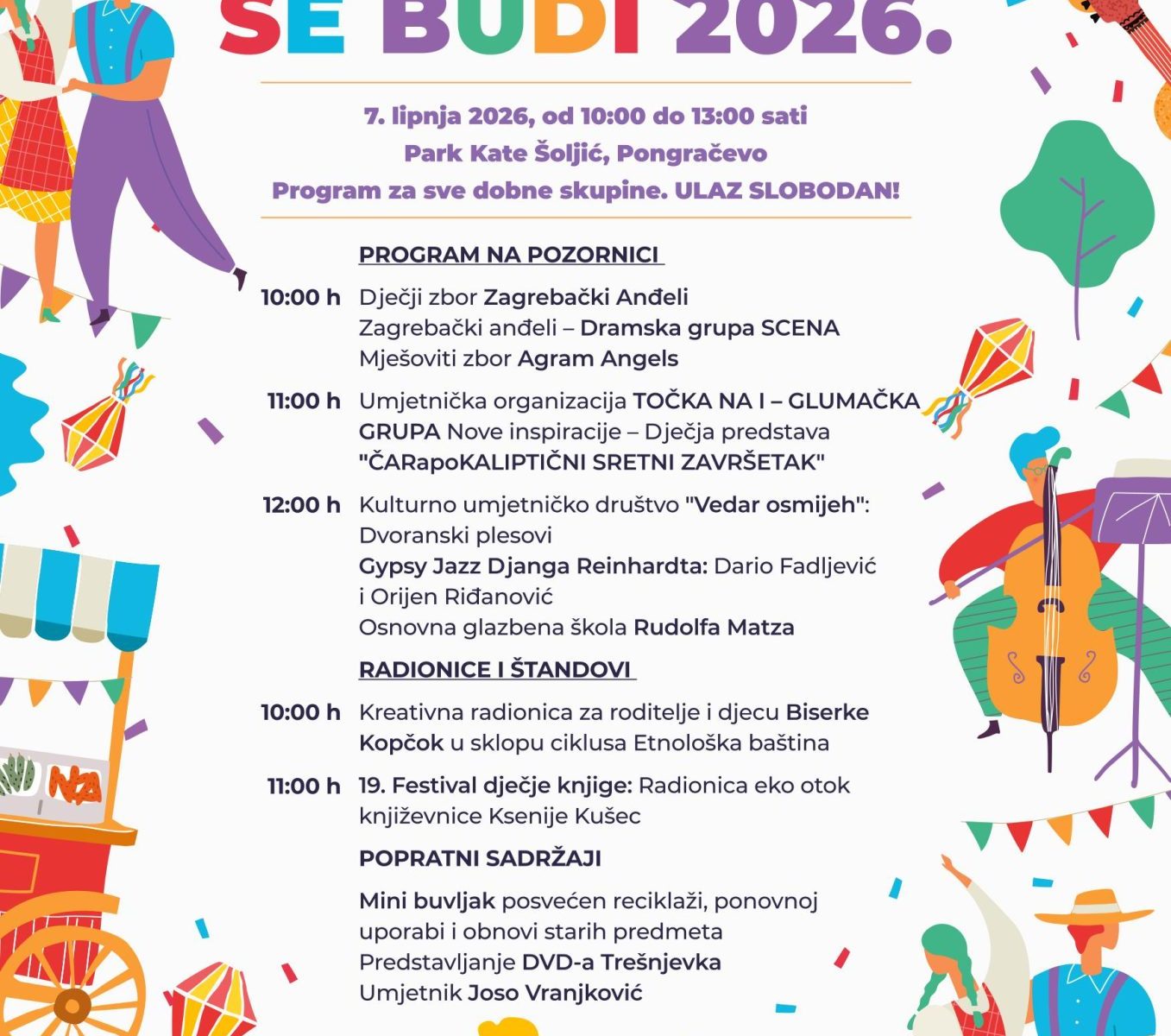 PONGRAČEVO SE BUDI 2026 – Glazba, predstave i susjedsko druženje u Parku Kate Šoljić