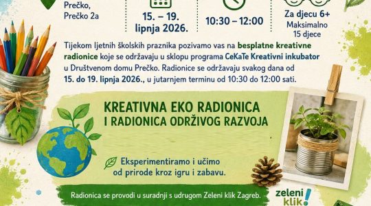 CeKaTe Kreativni inkubator 2026 – Besplatne eko radionice za djecu tijekom ljetnih praznika